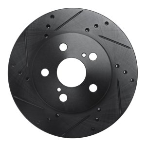 Toyota Prius Brake Rotor (1) - Front Left - R1 Concepts - Drilled & Slotted - Black - `16-`22